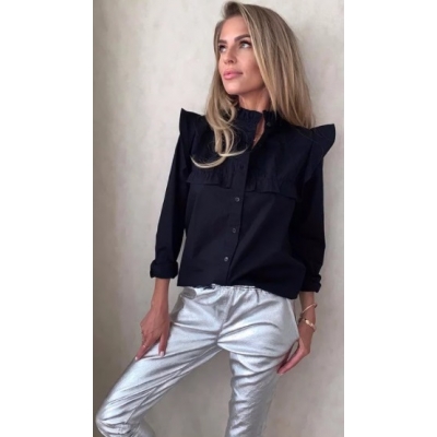 Est' Seven Ruffleblouse Isa - Black Est' Seven Ruffleblouse Isa - Black